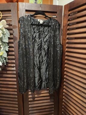 Vintage Black Sequin Vest